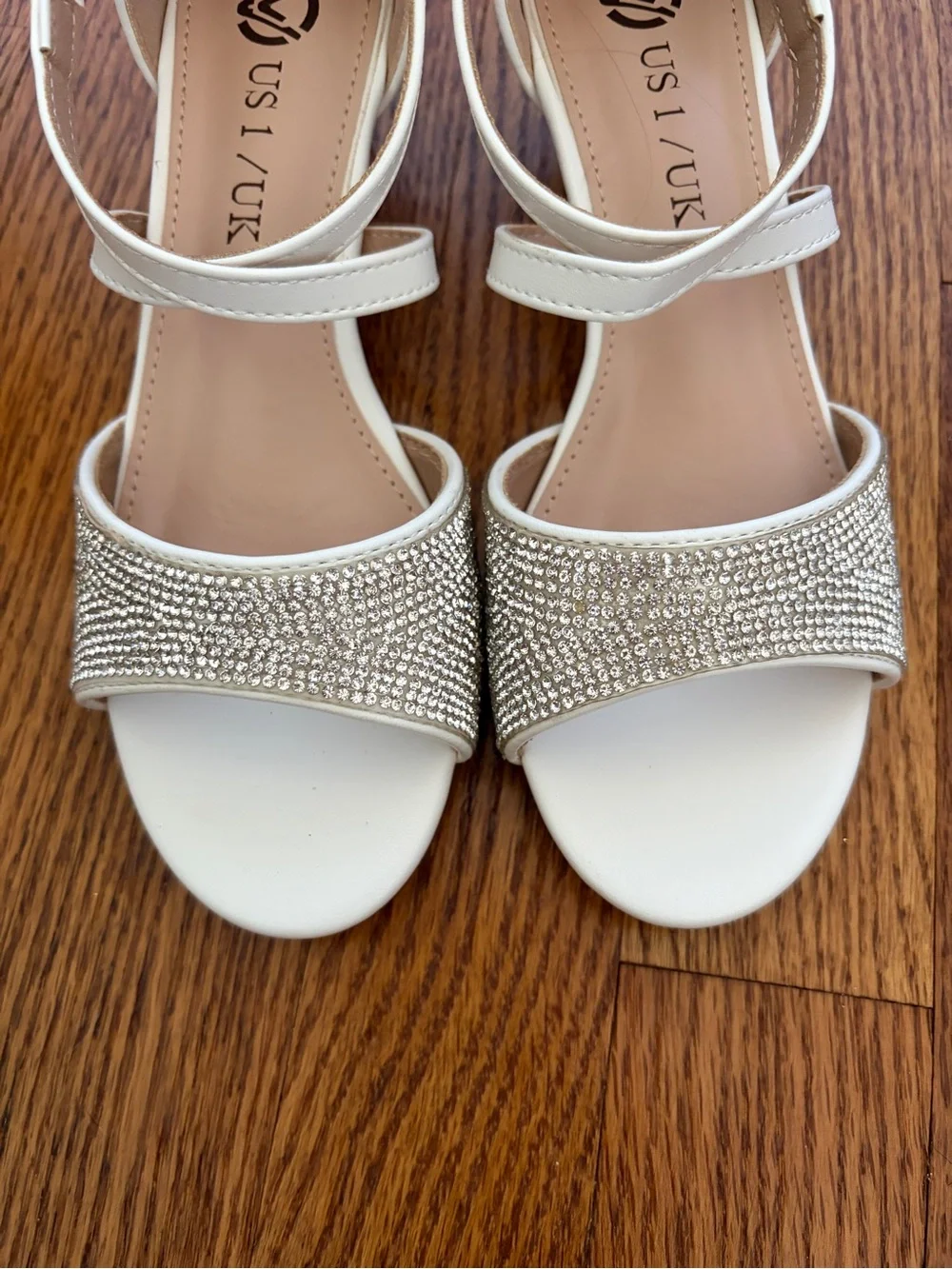 Girls' Sparkle Ankle-Strap Dress Sandals – White